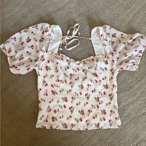 Floral cherry Sleeve Top